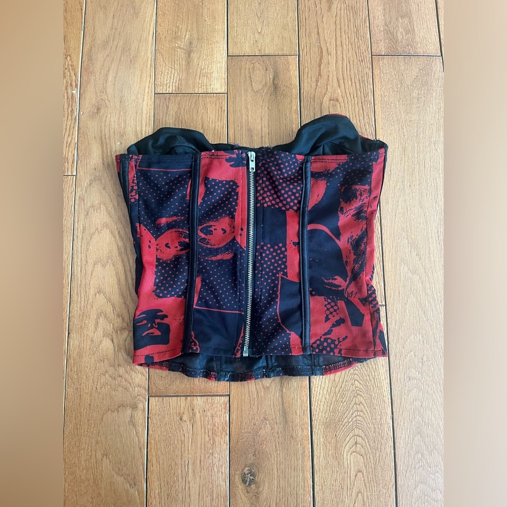 Edikted Aly Mesh Corset Top Red - Size Smalll - Picture 8 of 8